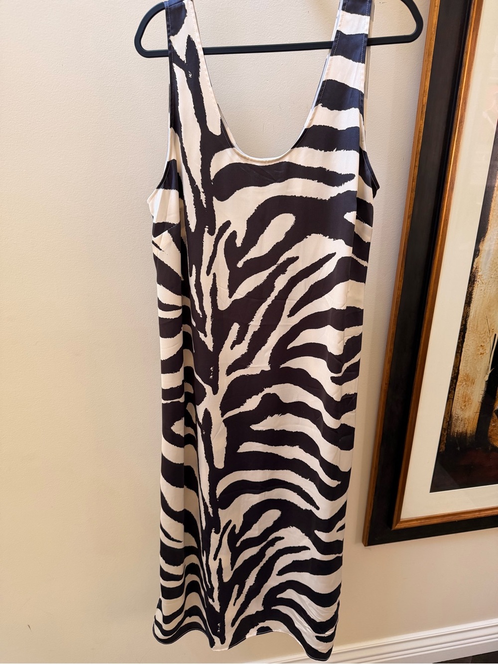 H&M Black and White Zebra-Print Maxi Slip Dress